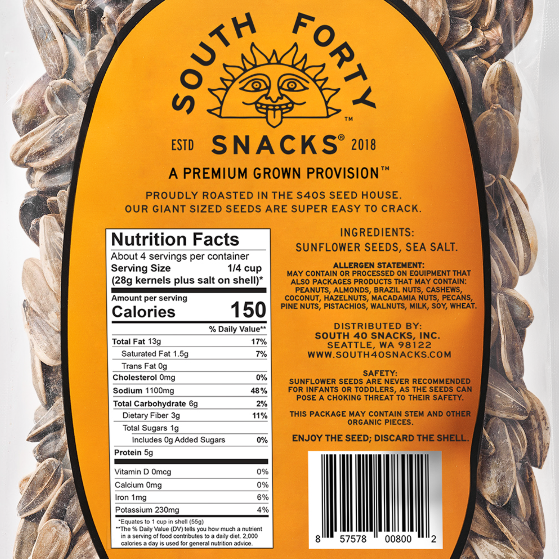sunflower seed bag ingredients